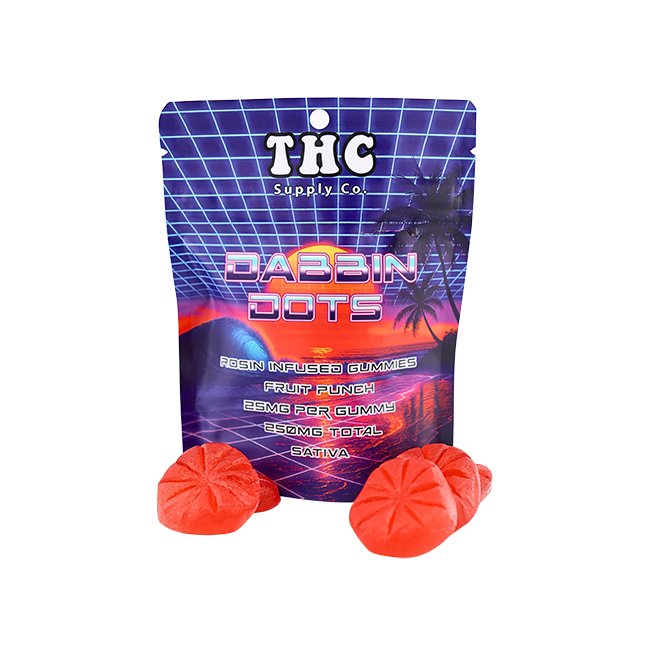 *THCSC Dabbin Dots Rosin Gummy 25mg D9 10pk / Sativa / Sour Diesel Fruit Punch